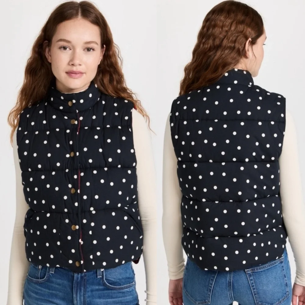 Clare V. Emile Black & White Scattered Polka Dot Vest - Picture 4 of 10